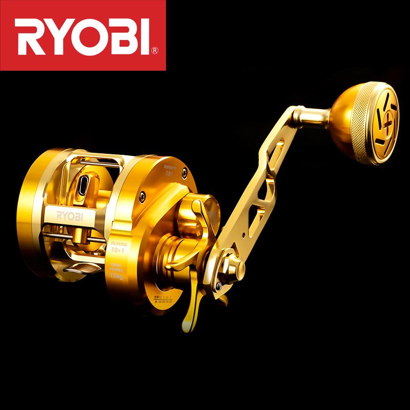 Fishing Boat Steering Wheel - JapanRYOBIRyobiVARIUSValius Gold Iron Plate Reel Volledig